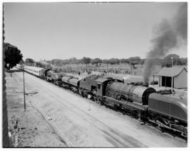 Hartley, Rhodesia 10 April 1947. Royal Train at station. RR Class 15 No 273 and 274.