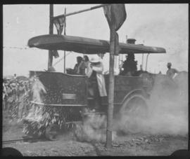 Naboomspruit district, 1925. Dutton roadrail tractor No RR1155 smashing bottle of champagne at op...