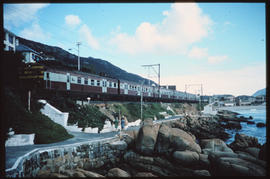 Cape Town, 1981. SAR type 5M2A suburban train at Kalk Bay.