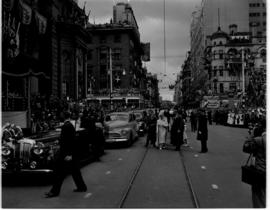 Johannesburg, 1 April 1947. Royal family walk through the city centre.
