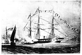 "1860. HMS 'Euryalus' in which Prince Alfred reached the Cape."