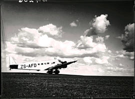 Johannesburg, 1936. Rand airport. SAA Junkers Ju-52 ZS-AFD 'Sir Benjamin d'Urban' taking off.
