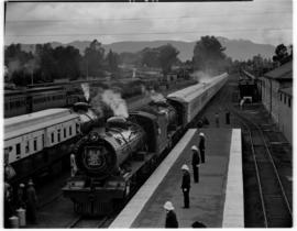 Queenstown, 6 March 1947. SAR Class 15AR's leading the Royal Train into station, SAR Class 15AR b...