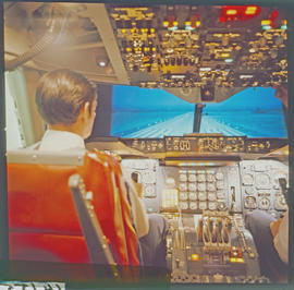 SAA Boeing 747 classic cockpit simulator.
