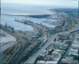 Port Elizabeth., 1986. Aerial view of Port Elizabeth Harbour. [T Robberts]