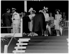 Durban, 22 March 1947.  Royal family and dignitaries on dais.