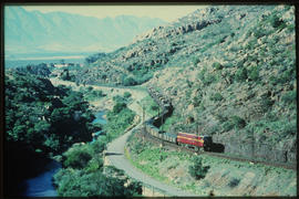 Tulbagh district. SAR Class 5E1 Srs1 on up goods train in Tulbaghkloof.