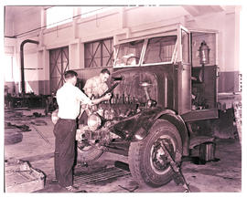 "Kimberley, 1942. Mechanics at work in SAR Road Transport Services workshops."