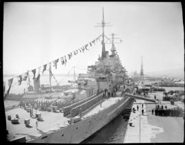 Cape Town, 17 February 1947. Royal Family preparing to disembark from 'HMS Vanguard'.
