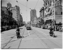 Durban, 22 March 1947. Motorcade moving down main street.