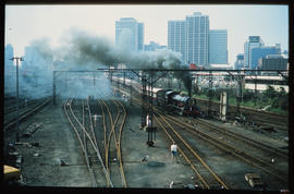Durban district, 1980. SAR Class GMA with Centenary Train entering Pietermartizburg. [D Dannhauser]