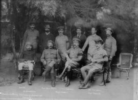 Circa 1900. Meeting of Boer and British officers, including Genl Louis Botha and Lord Kitchener. ...