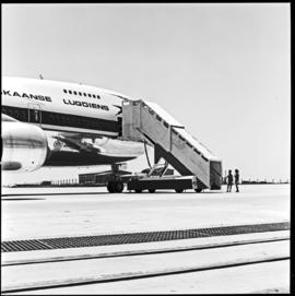 "1971. SAA Boeing 747 ZS-SAN 'Lebombo' showing front stairs."