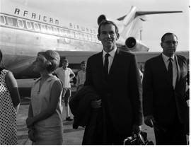 Johannesburg, January 1968. Jan Smuts Airport. Departure of heart surgeon Dr Chris Barnard on SAA...