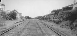 Bellevue, 1895. Station buildings and railway line. [EH Short]