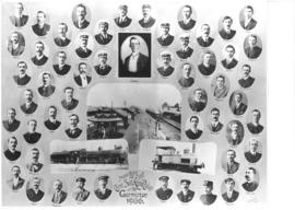 Germiston, 1906. Collage of CSAR Stationmaster A Rothwell and staff.
