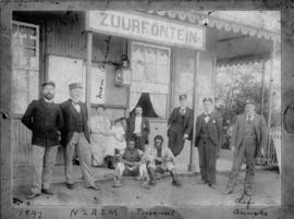 Zuurfontein, 1897. Stationmaster and staff at NZASM station.
