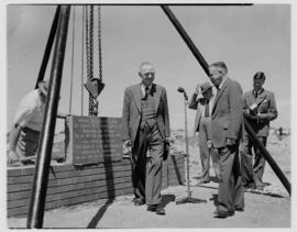 Kimberley, 28 February 1955. Laying of cornerstone of Hoffe Park Recreation Club by Minister BJ S...