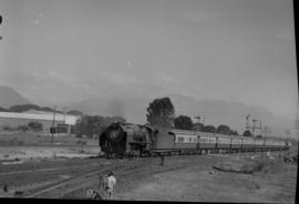 Tulbagh district, 1950. SAR Class 15F with Blue Train coming out of Tulbaghkloof.