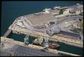 East London, 1986. Aerial View of Buffalo Harbour graving dock.