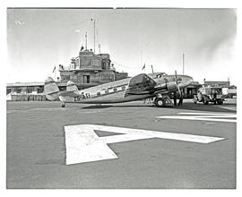 Durban, 1947. Durban airport, Stamford Hill. SAA Lockheed Lodestar ZS-ATI 'General JW Janssens' i...