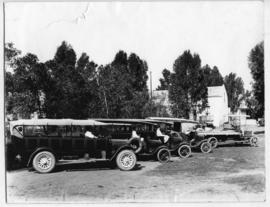 
SAR Road Motor Transport. Car, bus and truck. L to R: unknown, then three Ford Model T and an Al...