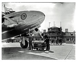 Johannesburg, 1945. Rand airport. SAA Lockheed Lodestar ZS-ATI 'General JW Janssens'. Aircraft co...