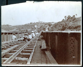Umhloti, 1879. Construction of the bridge over the Mhloti River.