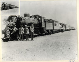 Mafeking, 1910. Crew posing before Royal Train with the Duke of Connaught. See N68945.