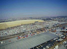 Johannesburg, 1985. Aerial view of City Deep container depot.