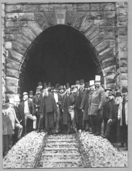 Langsnek Tunnel, 14 October 1891. Official opening ceremony at the southern portal.