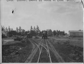 Naboomspruit district, circa 1924. Loose gravel spread on track to show the tracks of the Dutton ...