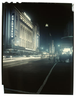 Johannesburg, 1960. Colosseum theatre in Commissioner Street at night.