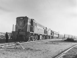 South-West Africa, January 1961. Opening of 3ft 6in line. SAR Class 32-000 with passenger train.