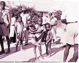 Bechuanaland, 1950. Native children on railway platform.