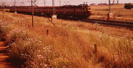 SAR type 5M2A on suburban train passing power station.