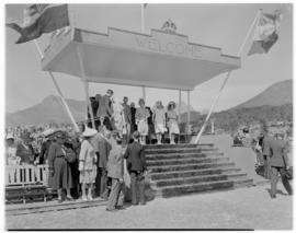 Stellenbosch, 20 February 1947. Royal party on dais at Coetzenburg.