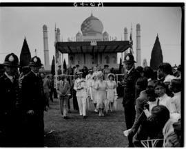 Durban, 22 March 1947. Royal family leaving the dais at Curries Fountain