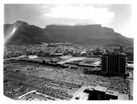 Cape Town, 1965. Railway station complex viewed from Sanlam building.