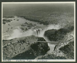Victoria Falls, Rhodesia, 1946. Aerial view of waterfall.
