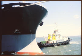 Richards Bay, January 1983. SAR tug 'Ben Schoeman' in Richards Bay Harbour. [T Robberts]