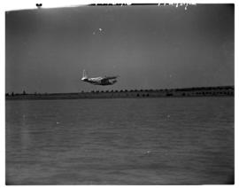 Vaal Dam, circa 1948. BOAC Solent flying boat G-AKCR 'Saint Andrew'. Aircraft just before touchdown.