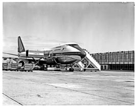 Cape Town, 1973. DF Malan airport. SAA Boeing 747 ZS-SAM 'Drakensberg'.