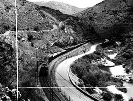Tulbagh district, 1957. Goods train in Tulbaghkloof.