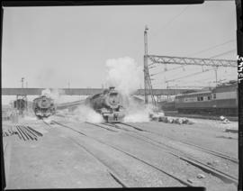 Johannesburg, 1966. Steam locomotives shunting.