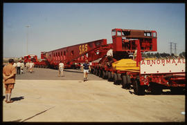 
Heavy beams transported with special vehicle.
