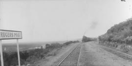 Krugers Post, 1895. Train steaming into station. (EH Short)