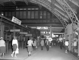Cape Town, March 1964.  Station interior. Ticket counters on left.
