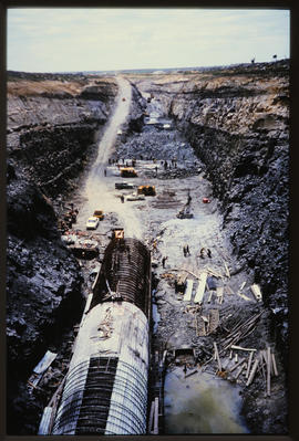 Cut-and-cover construction of tunnel.