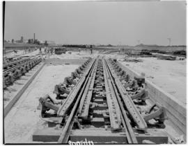 Johannesburg, circa 1950. Railway construction at Kaserne.